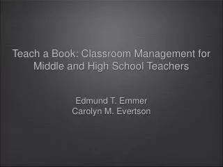 Teach a Book: Classroom Management for Middle and High School Teachers
