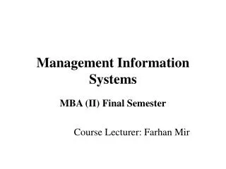 Management Information Systems