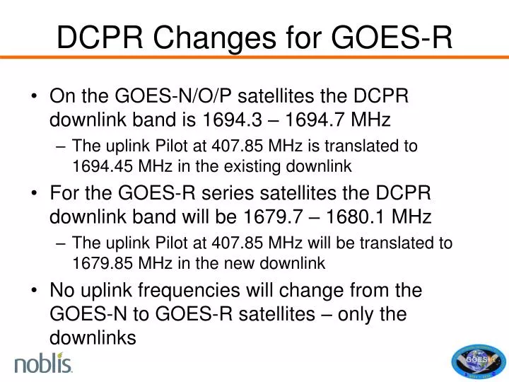 dcpr changes for goes r