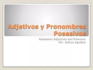 Adjetivos y Pronombres Posesivos