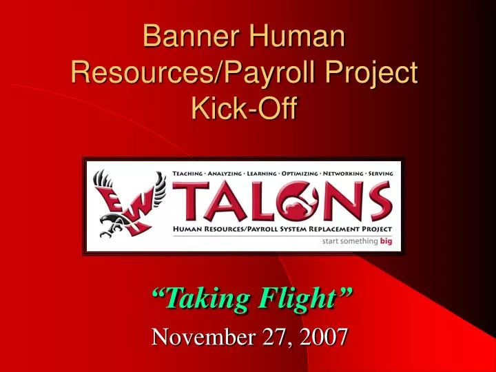 banner human resources payroll project kick off