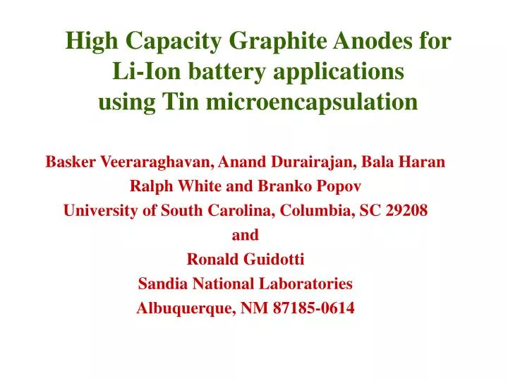 high capacity graphite anodes for li ion battery applications using tin microencapsulation