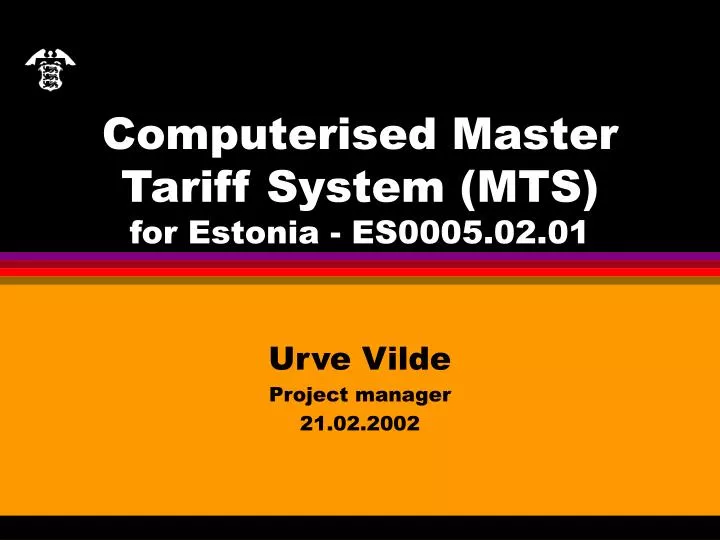 computerised master tariff system mts for estonia es0005 02 01