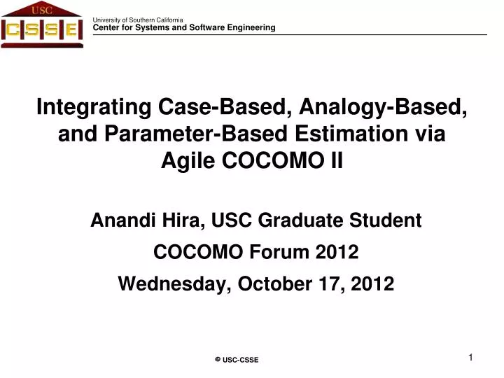 integrating case based analogy based and parameter based estimation via agile cocomo ii