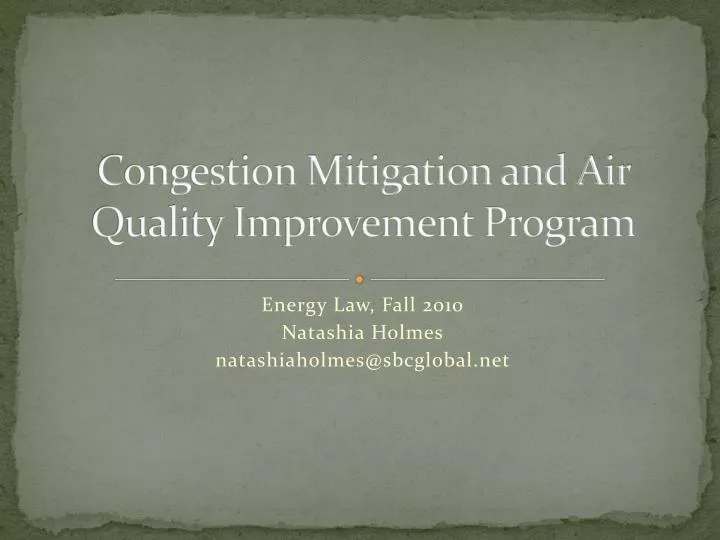congestion mitigation and air quality improvement program