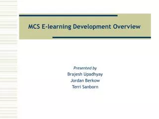 mcs e learning development overview