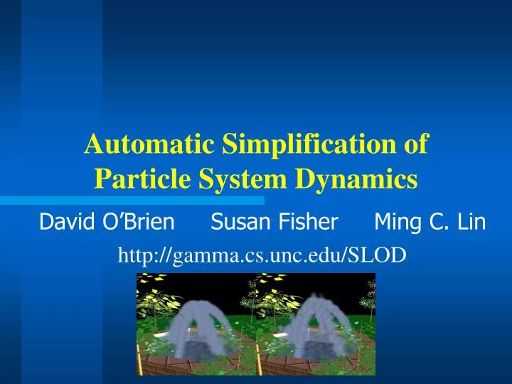 automatic simplification of particle system dynamics