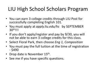 LIU High School Scholars Program