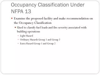 Occupancy Classification Under NFPA 13