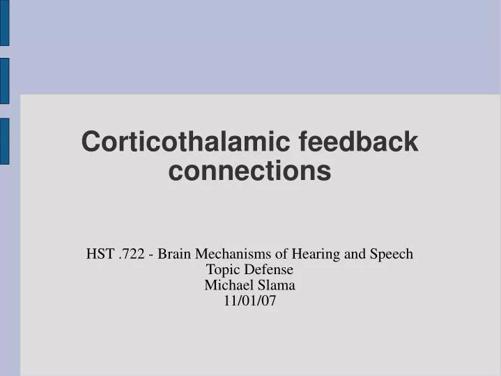 corticothalamic feedback connections