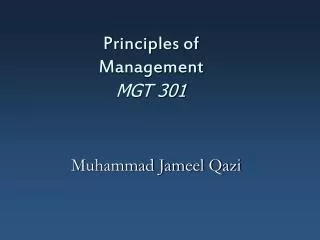 Principles of Management MGT 301