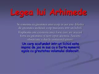 legea lui arhimede