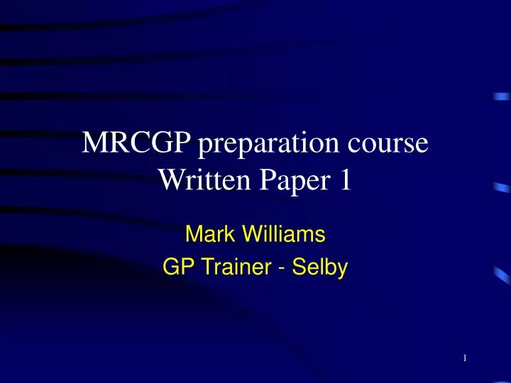 mrcgp preparation course written paper 1