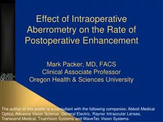 Effect of Intraoperative Aberrometry on the Rate of Postoperative Enhancement