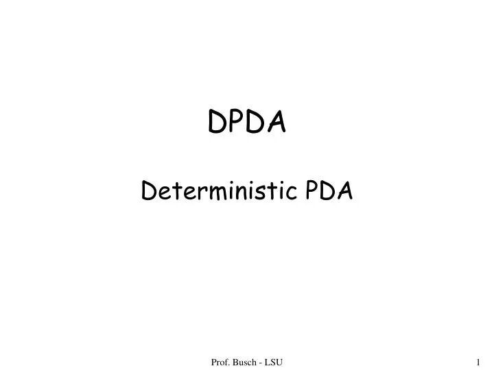 dpda deterministic pda