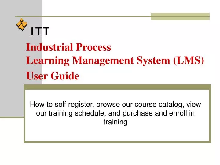 industrial process learning management system lms user guide