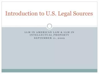 Introduction to U.S. Legal Sources