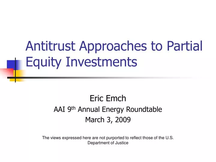 antitrust approaches to partial equity investments