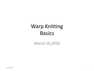 Warp Knitting Basics