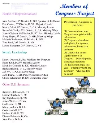 Web sites: vote-smart/congressional_leadership.php senate