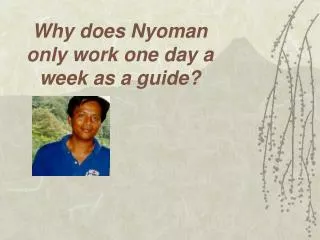 Why does Nyoman only work one day a week as a guide?