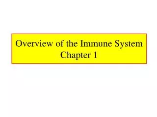 Overview of the Immune System Chapter 1