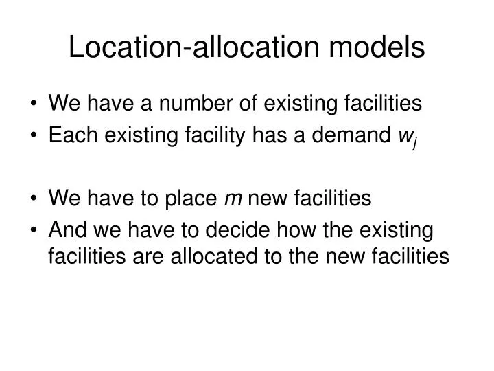 location allocation models