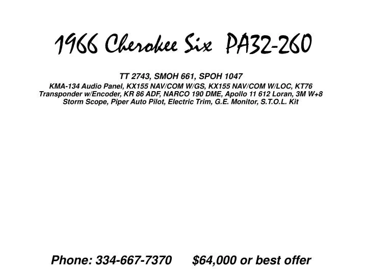 1966 cherokee six pa32 260
