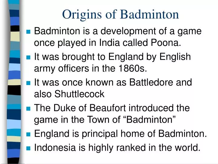 origins of badminton