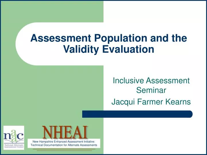 assessment population and the validity evaluation