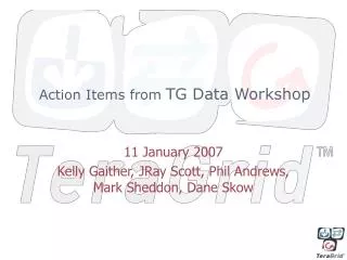 Action Items from TG Data Workshop