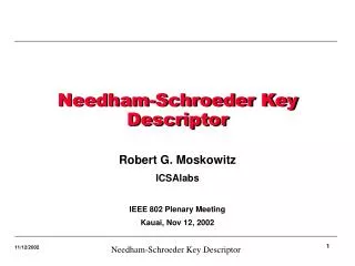 Needham-Schroeder Key Descriptor