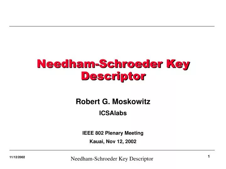 needham schroeder key descriptor