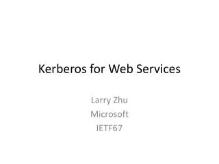 Kerberos for Web Services