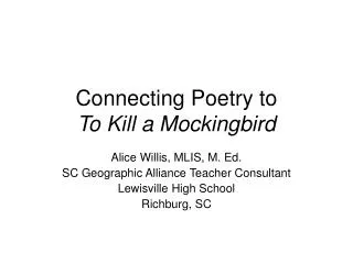 Connecting Poetry to To Kill a Mockingbird