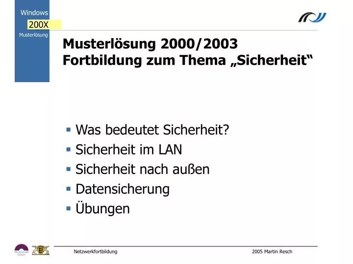 musterl sung 2000 2003 fortbildung zum thema sicherheit