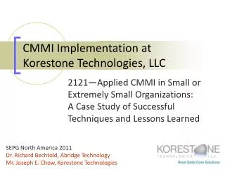 CMMI Implementation at Korestone Technologies, LLC