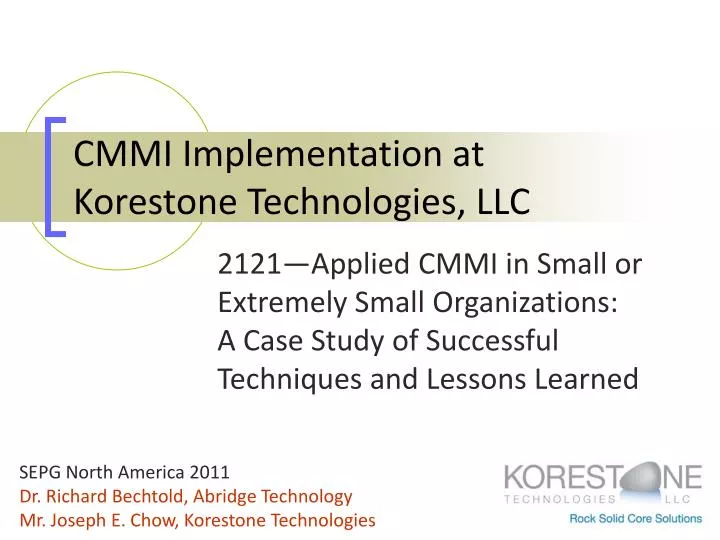 cmmi implementation at korestone technologies llc