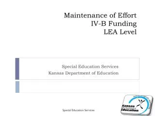 Maintenance of Effort IV-B Funding LEA Level