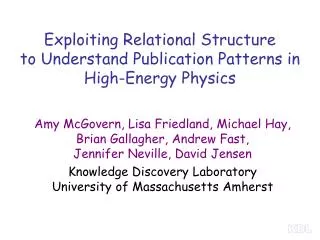 Exploiting Relational Structure to Understand Publication Patterns in High-Energy Physics