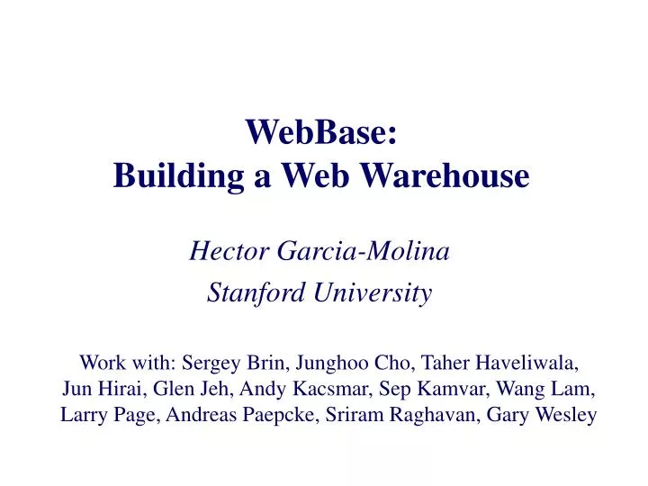 webbase building a web warehouse