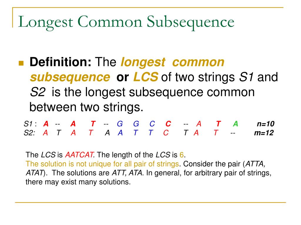 PPT - Understanding Longest Common Subsequence (LCS) and Its ...