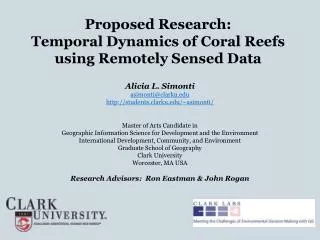 Proposed Research: Temporal Dynamics of Coral Reefs using Remotely Sensed Data
