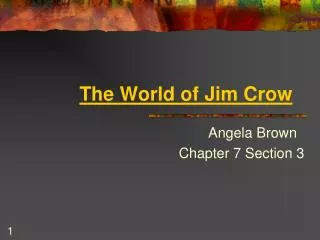 the world of jim crow