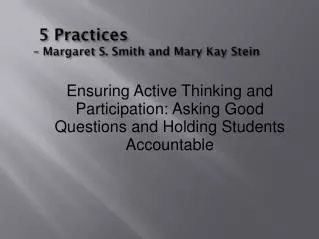 5 practices margaret s smith and mary kay stein