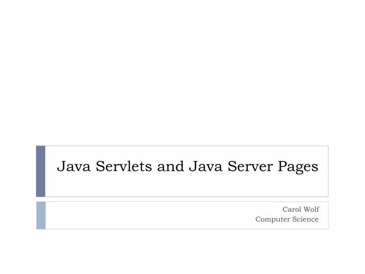 java servlets and java server pages