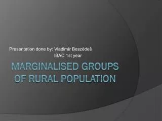 Marginalised groups of rural population