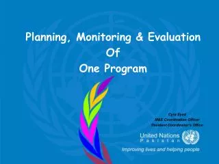 Planning, Monitoring &amp; Evaluation Of One Program