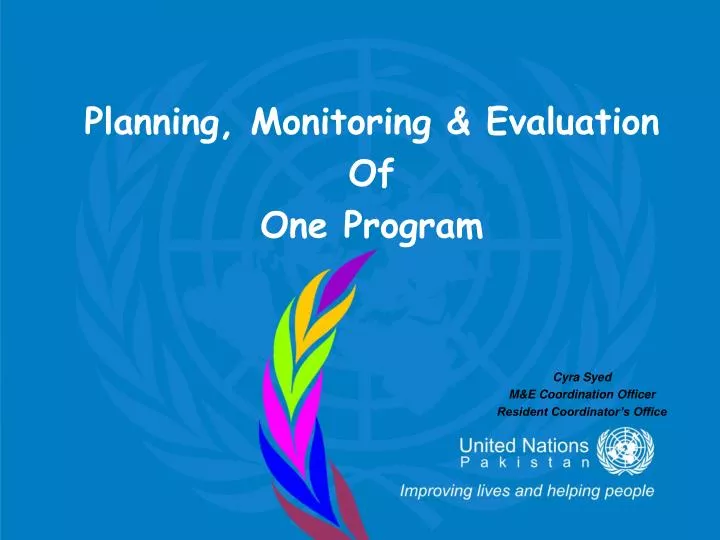 planning monitoring evaluation of one program