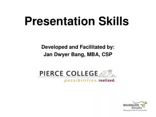 Developed and Facilitated by: Jan Dwyer Bang, MBA, CSP